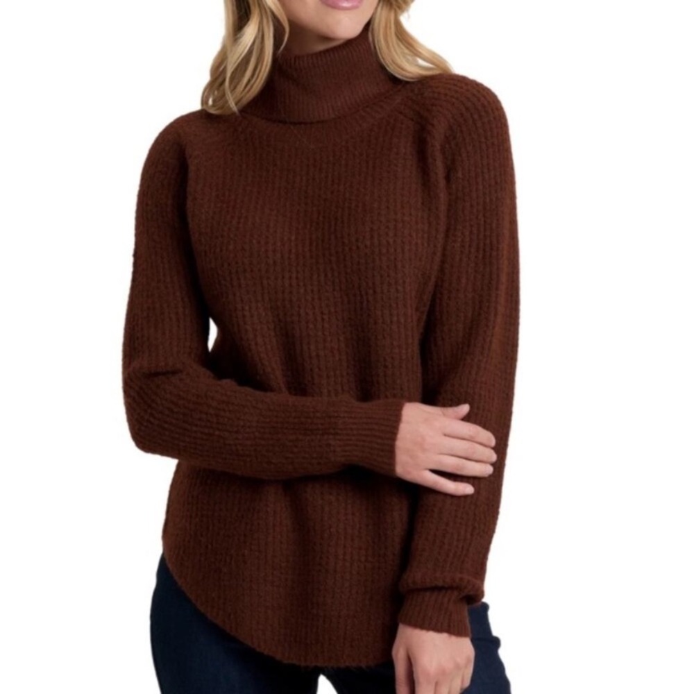 KÜHL Women's Sienna Sweater brown thick XL knit fall turtleneck casual $90